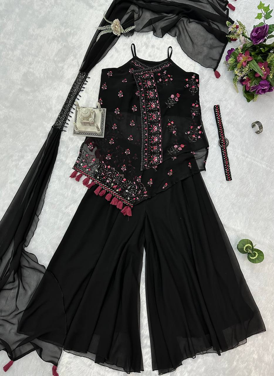 INDO-WESTERN FESTIVAL SPECIAL KURTI WITH DUPATTA, BELT AND PLAZZO