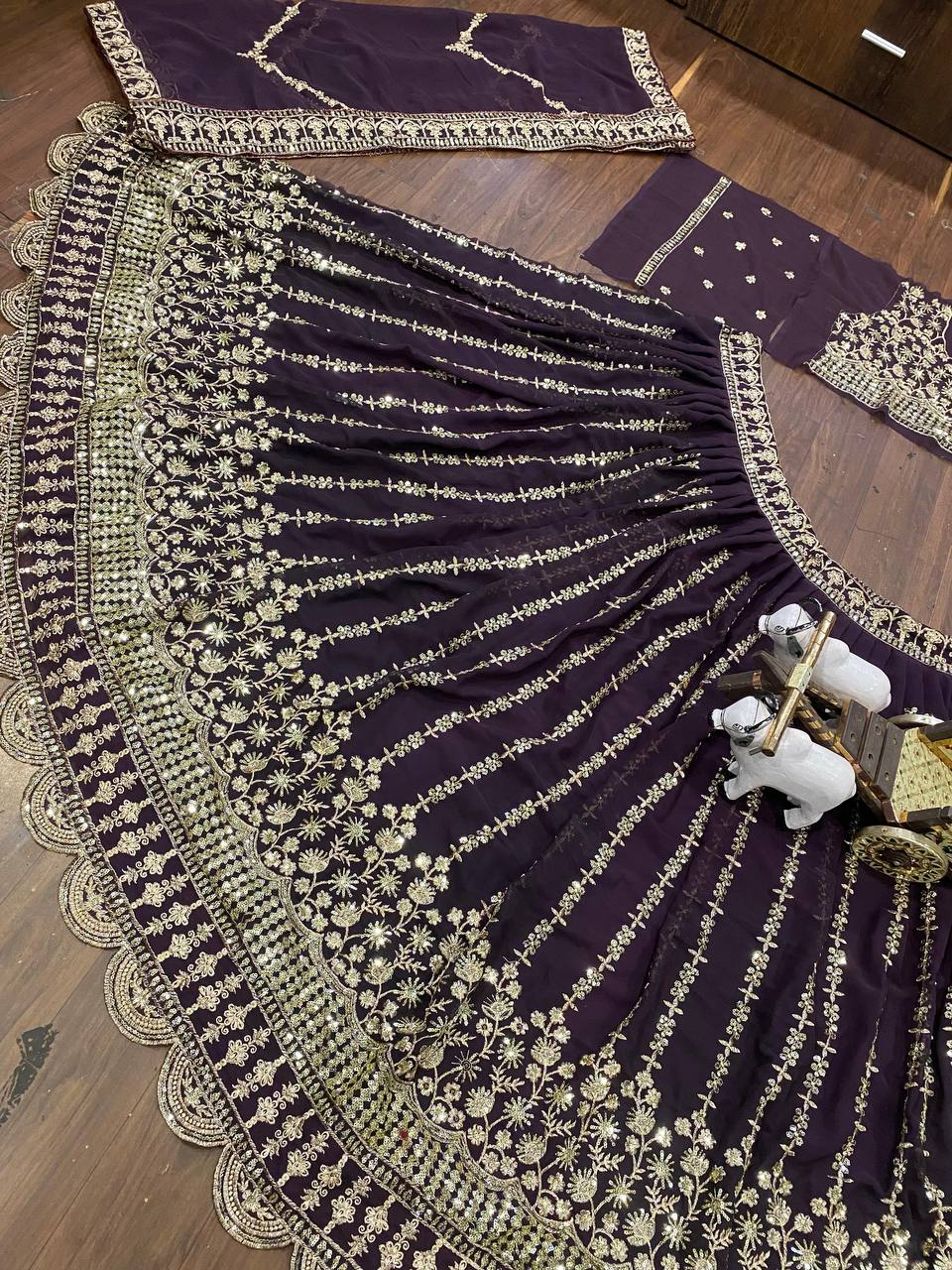 Launching Sequins Pearl Work, 3.5 Meter Flared Lehenga, Exceptional Quality with Can-Can and Canvas Layers