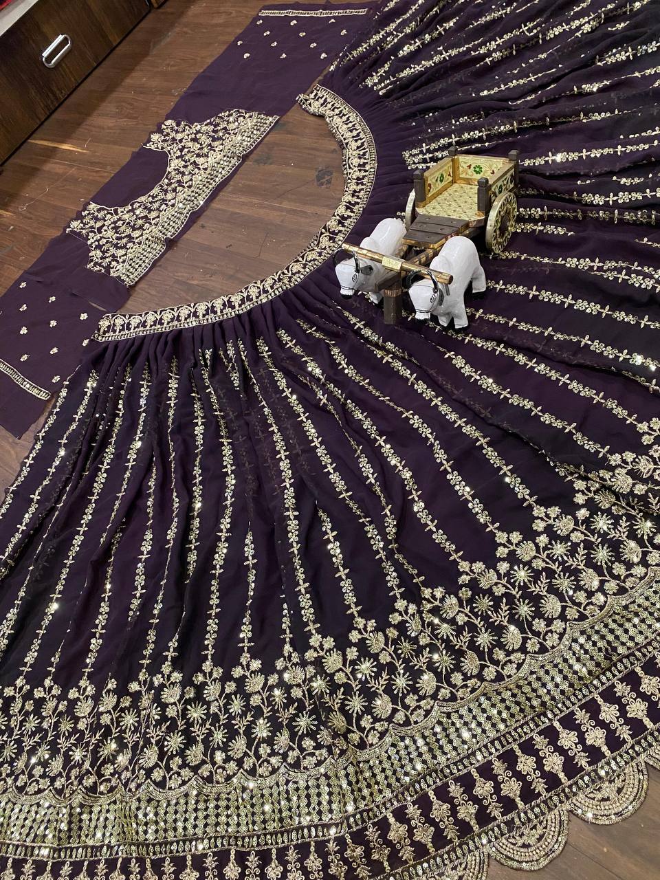 Launching Sequins Pearl Work, 3.5 Meter Flared Lehenga, Exceptional Quality with Can-Can and Canvas Layers