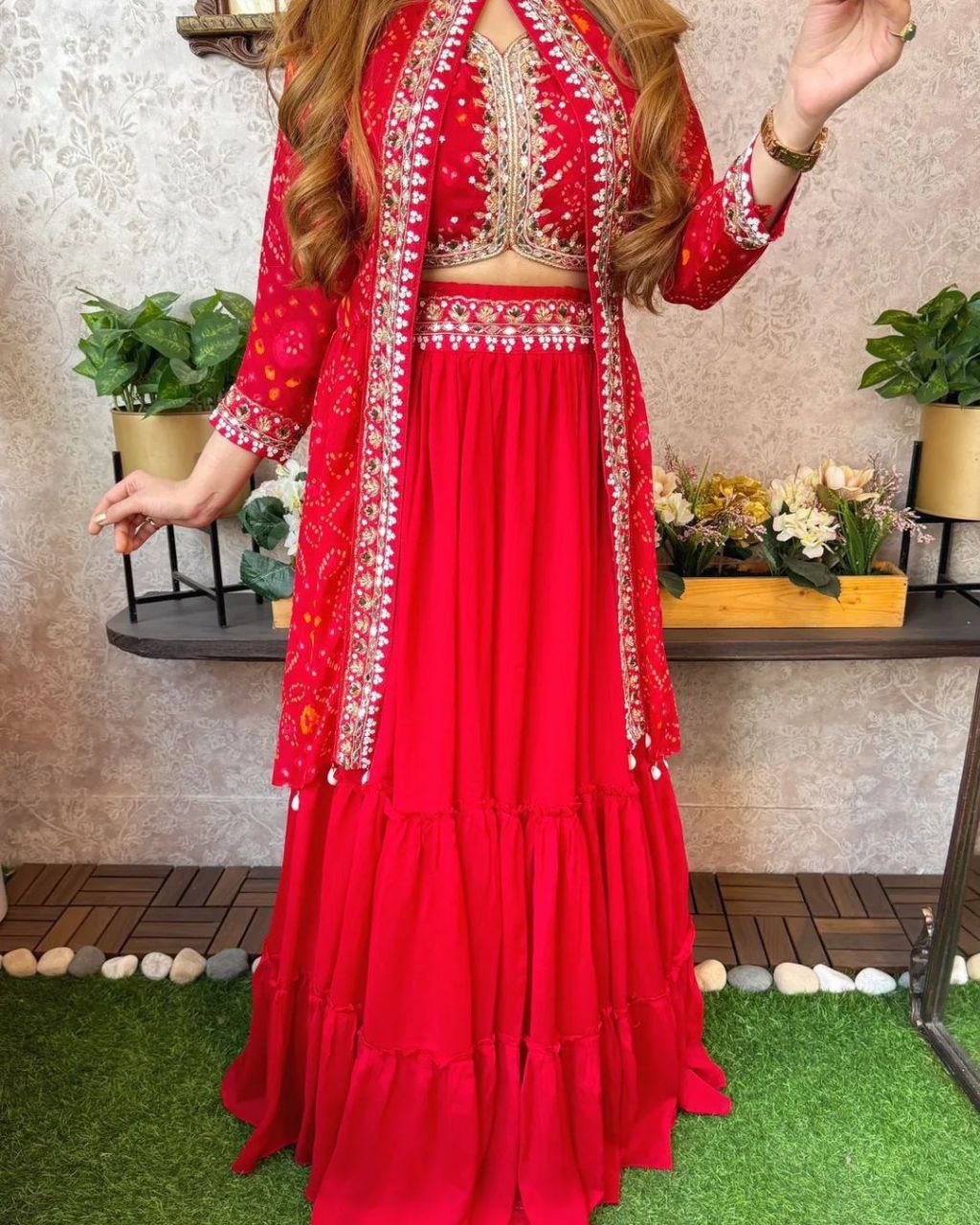 New Super Trending Party Wear Shrug lahenga