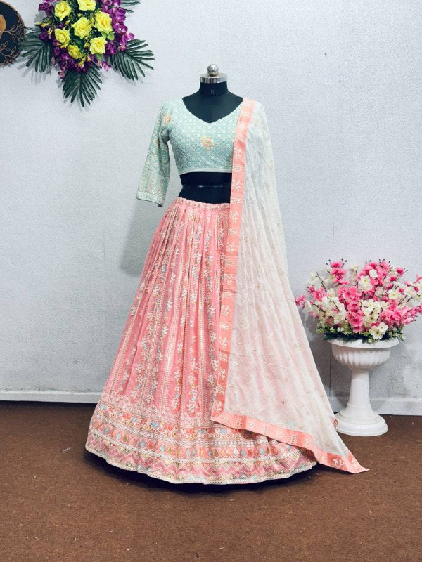 BRIDAL WEAR HEAVY EMBROIDERED SEQUENCE WORK LEHENGAS CHOLI