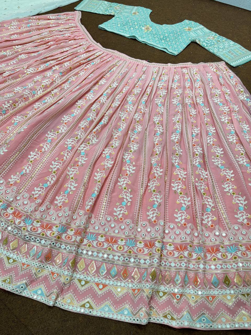 BRIDAL WEAR HEAVY EMBROIDERED SEQUENCE WORK LEHENGAS CHOLI