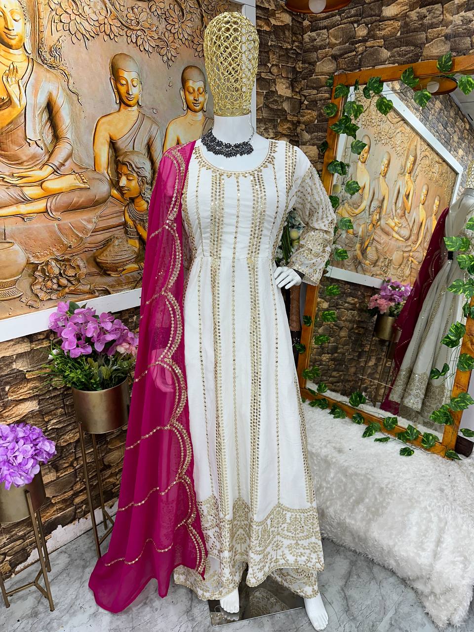 LUNCHING NEW ĐĚSIGNER PARTY WEAR LOOK  GOWN WITH PANT AND EMBROIDERY  WORK