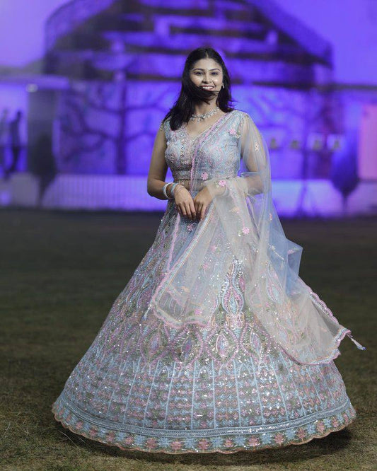 Launching Embroidered Sequins Work Lehenga