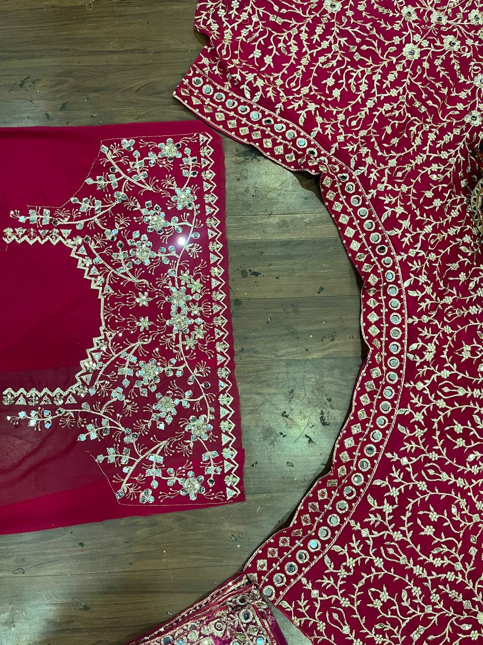 Launching 4 Meter Flared,Real Mirror Sequins Embroidered Work Lehenga