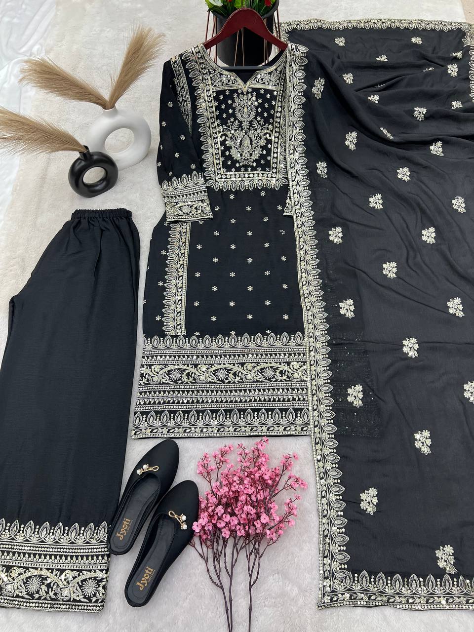 New Ready-made Collection With Pure Chinnon Silk And Heavy Embroidery Sequence Work