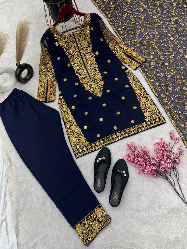 New Designer Party Wear Look Fancy Top-Dupatta and Fully Stitched Bottom