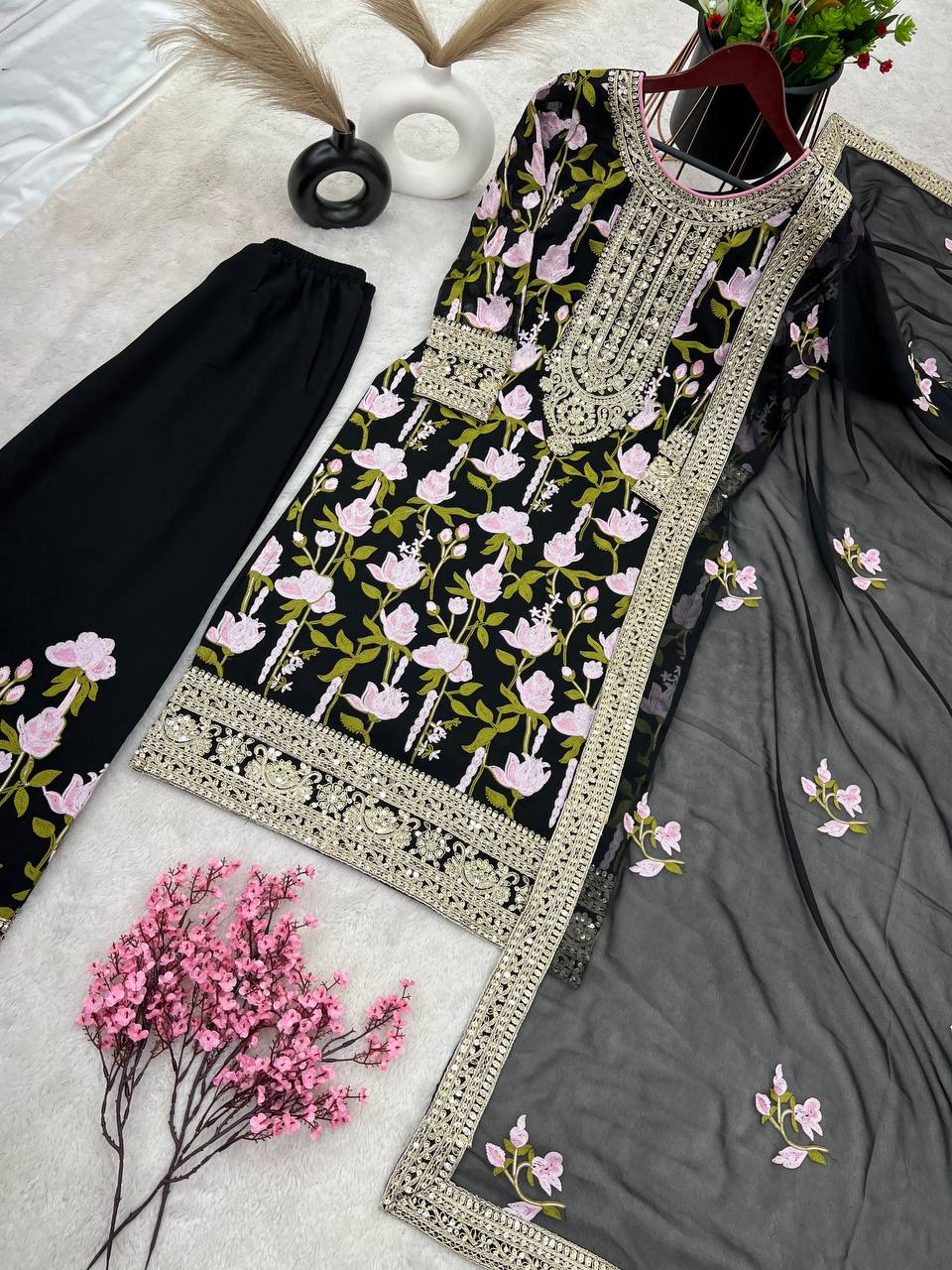 New Designer Collection With Heavy Embroidery Coding Dori-Sequence Work Top-Bottom