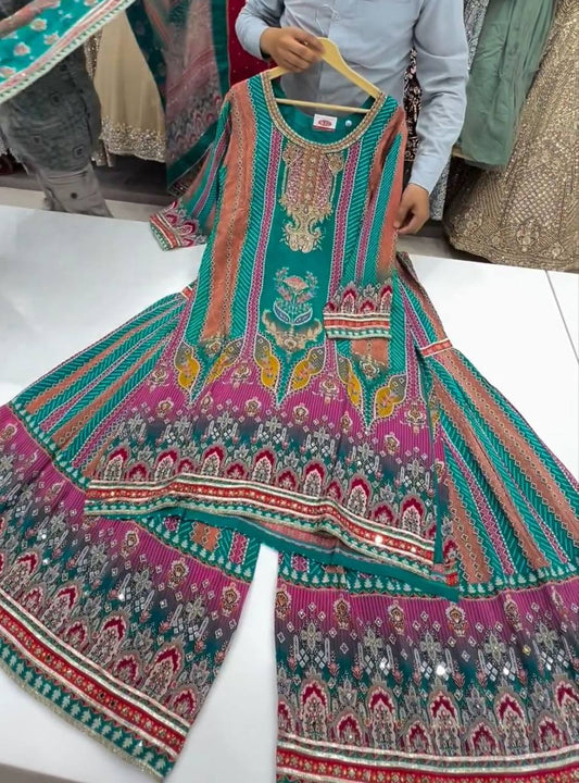SUMMER WEARABLE FANCY MASLIN PRINTED WITH REAL MIRROR WORK