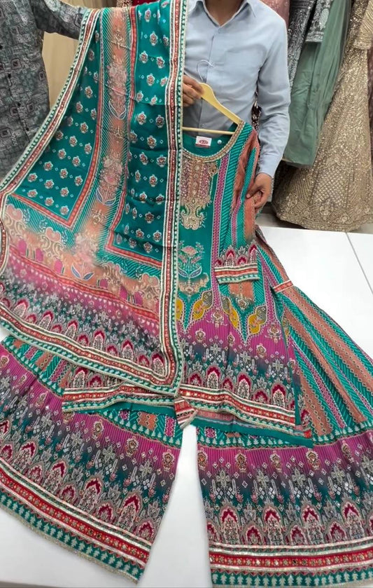 SUMMER WEARABLE FANCY MASLIN PRINTED WITH REAL MIRROR WORK