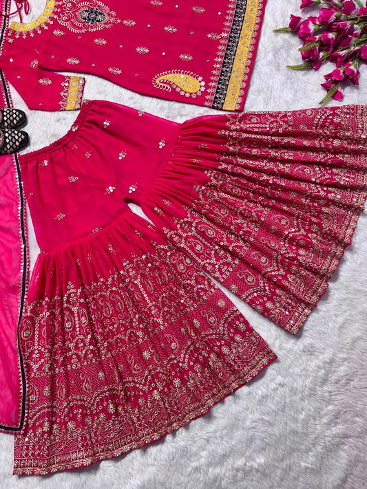 Launching New Designer Party Wear Look Fancy Top Dupatta and Fully Stitched Gharara