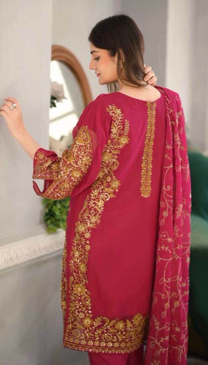 New Designer Party Wear Look Fancy Top-Dupatta and Fully Stitched Bottom