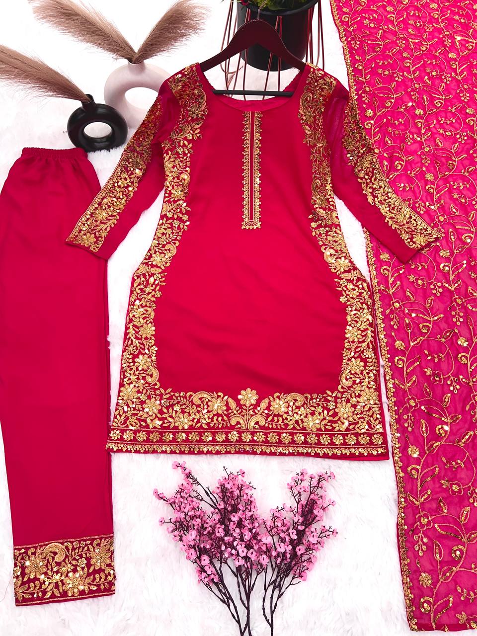 New Designer Party Wear Look Fancy Top-Dupatta and Fully Stitched Bottom