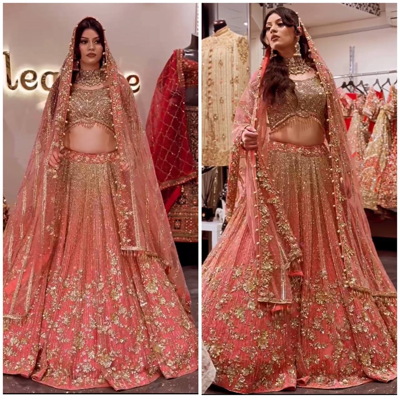 Launching 4 Meter Flared Embroidery Sequins Work Lehenga