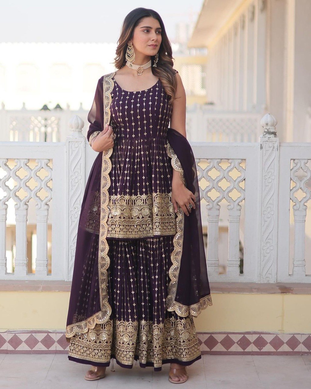 Heavy Faux Georgette With Heavy 5mm Embroidery Sequence