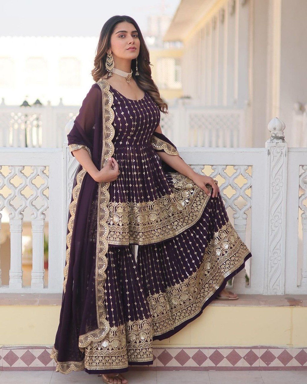 Heavy Faux Georgette With Heavy 5mm Embroidery Sequence