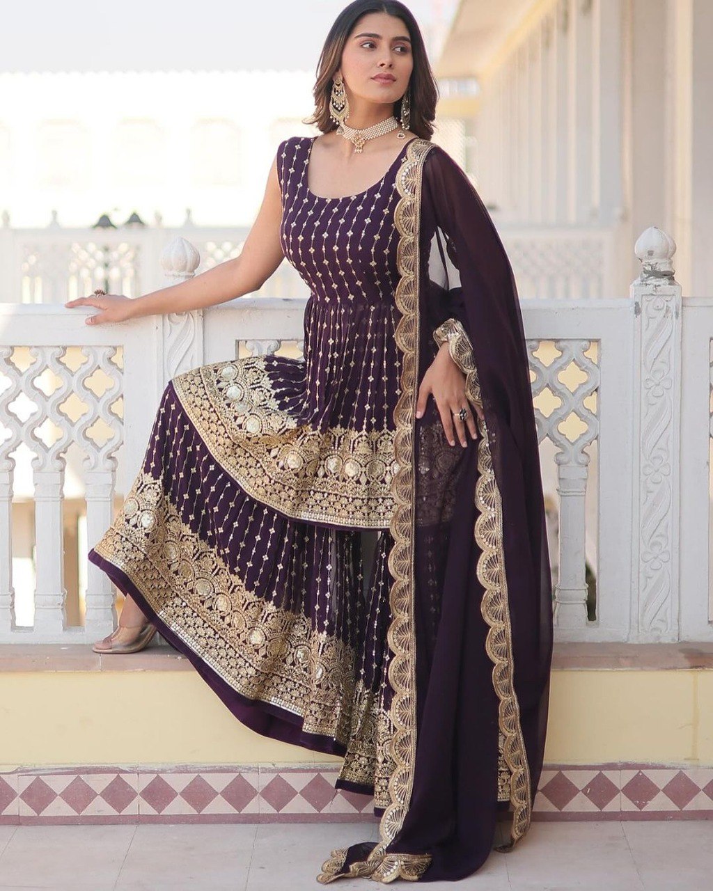 Heavy Faux Georgette With Heavy 5mm Embroidery Sequence