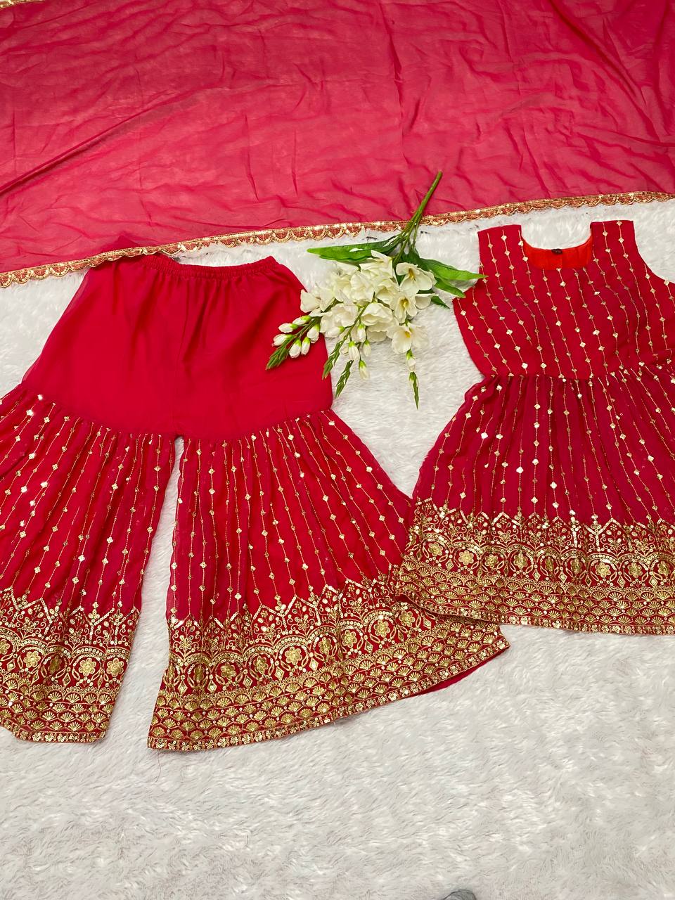 Heavy Faux Georgette With Heavy 5mm Embroidery Sequence