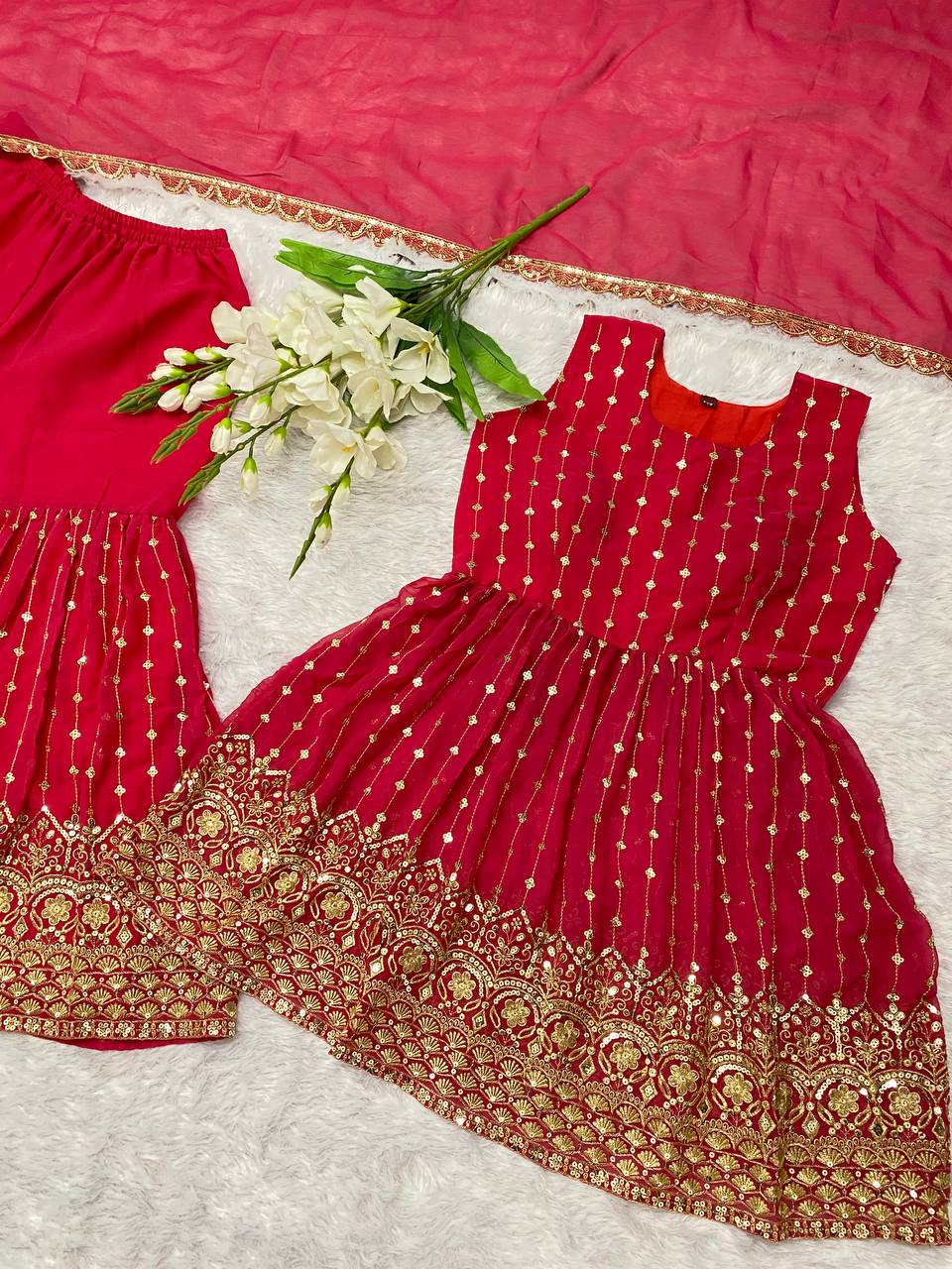 Heavy Faux Georgette With Heavy 5mm Embroidery Sequence