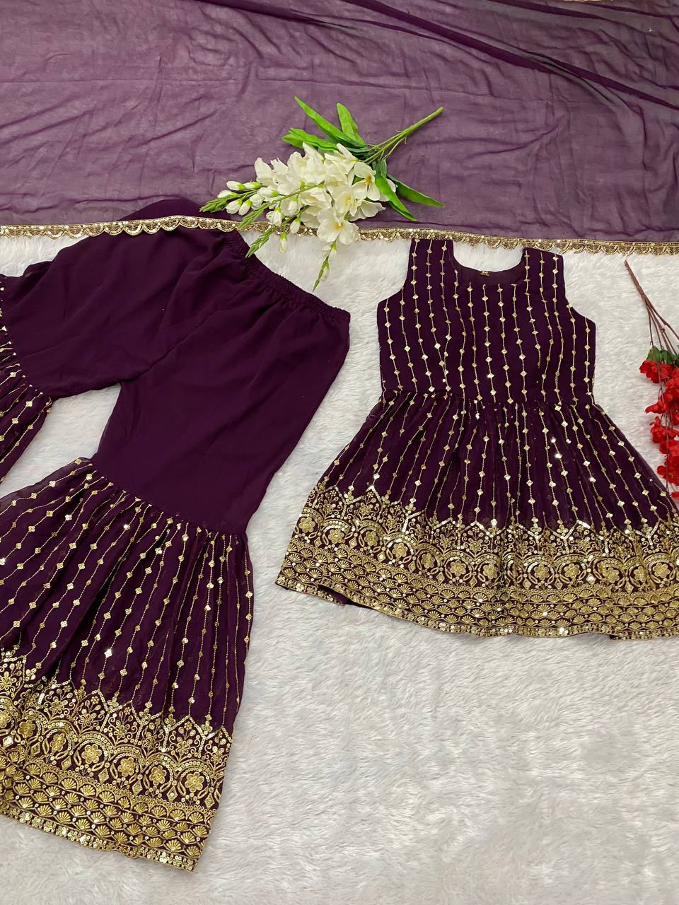 Heavy Faux Georgette With Heavy 5mm Embroidery Sequence