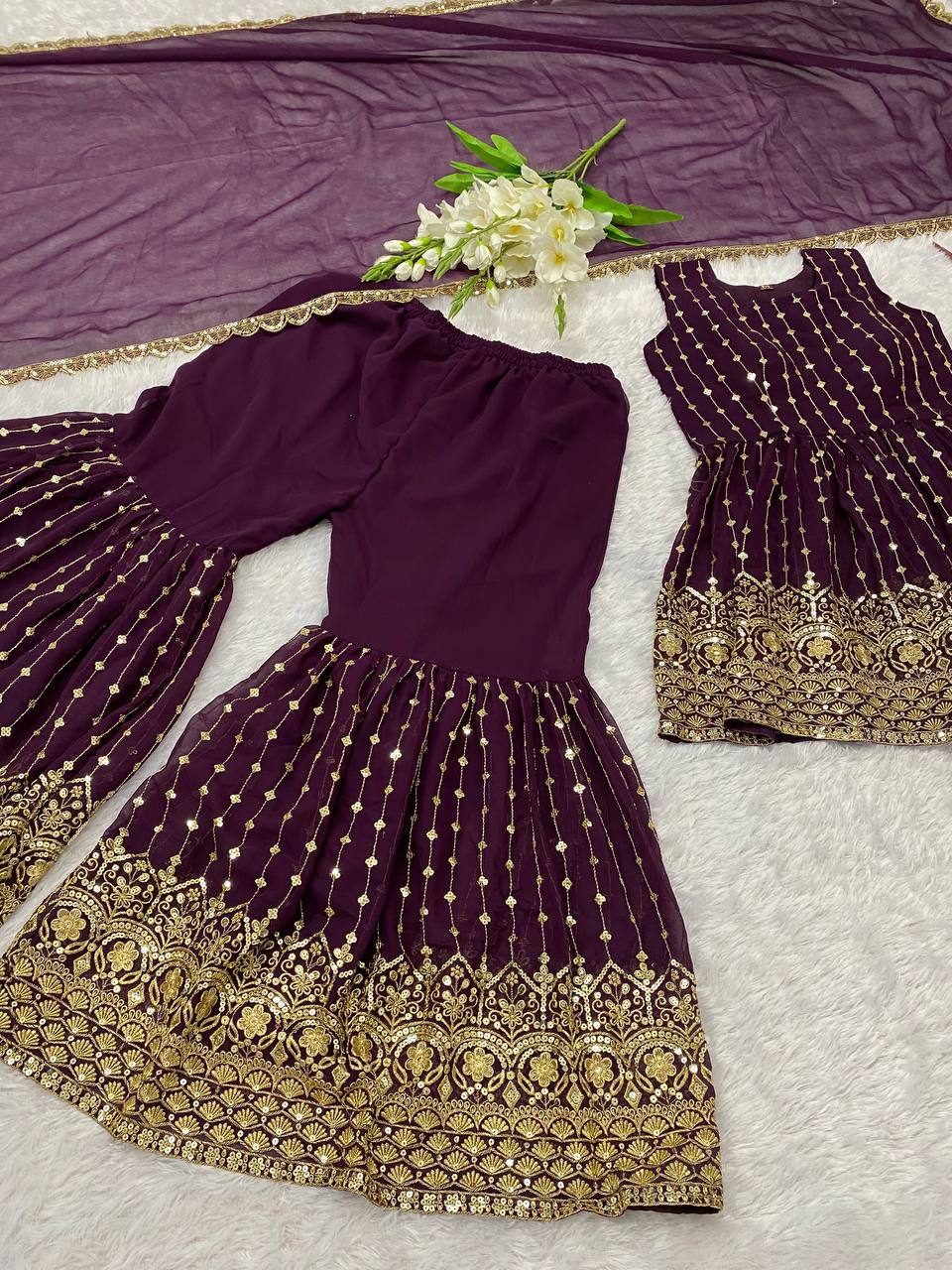 Heavy Faux Georgette With Heavy 5mm Embroidery Sequence