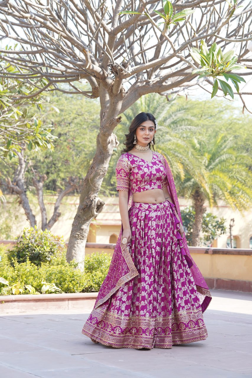 Designer Dyeable Pure Viscose Jacquard Lehenga Choli