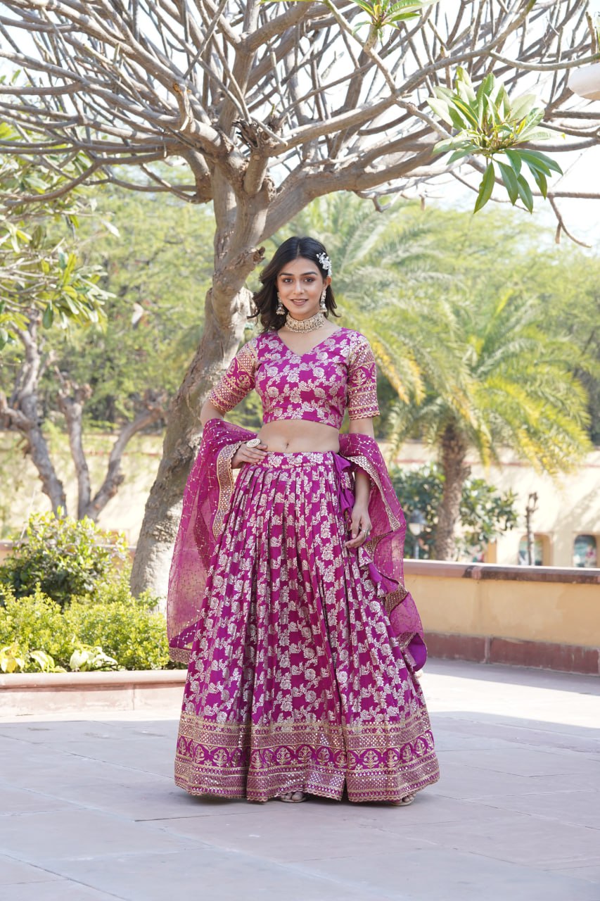 Designer Dyeable Pure Viscose Jacquard Lehenga Choli