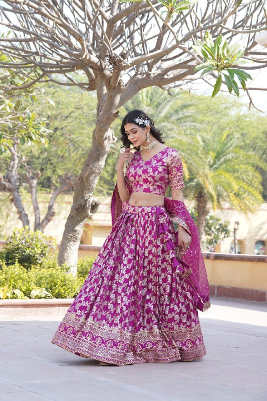 Designer Dyeable Pure Viscose Jacquard Lehenga Choli