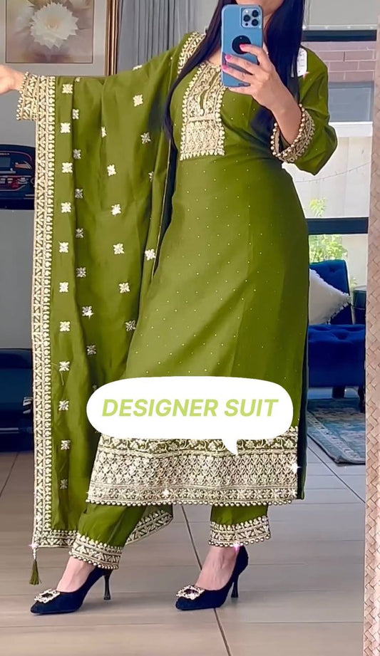 New Designer Collection In Chinon Silk With Heavy Embroidery Coding Dori-Sequence Work