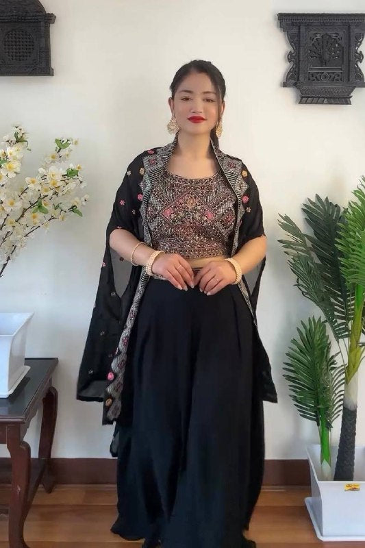 Black Coloured Eid special Embroidered Suit