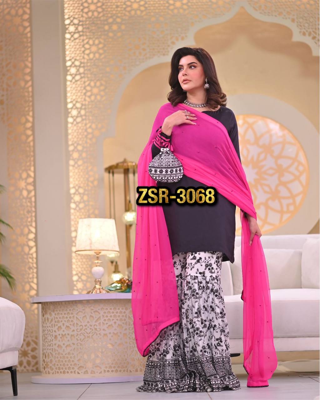 New Designer Party Wear Look Fancy Top-Dupatta and Fully Stitched Gharara