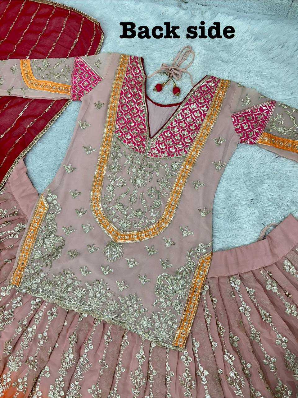 DESIGNER EMBROIDERY SEQUENCE WORK TOP LEHENGAS WITH DUPATTA SET