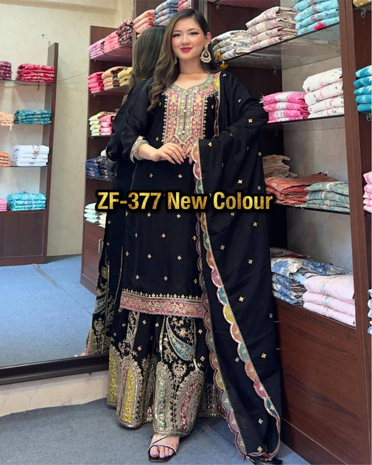 New Designer Party Wear Look Fancy Top-Dupatta and Fully Stitched Sharara