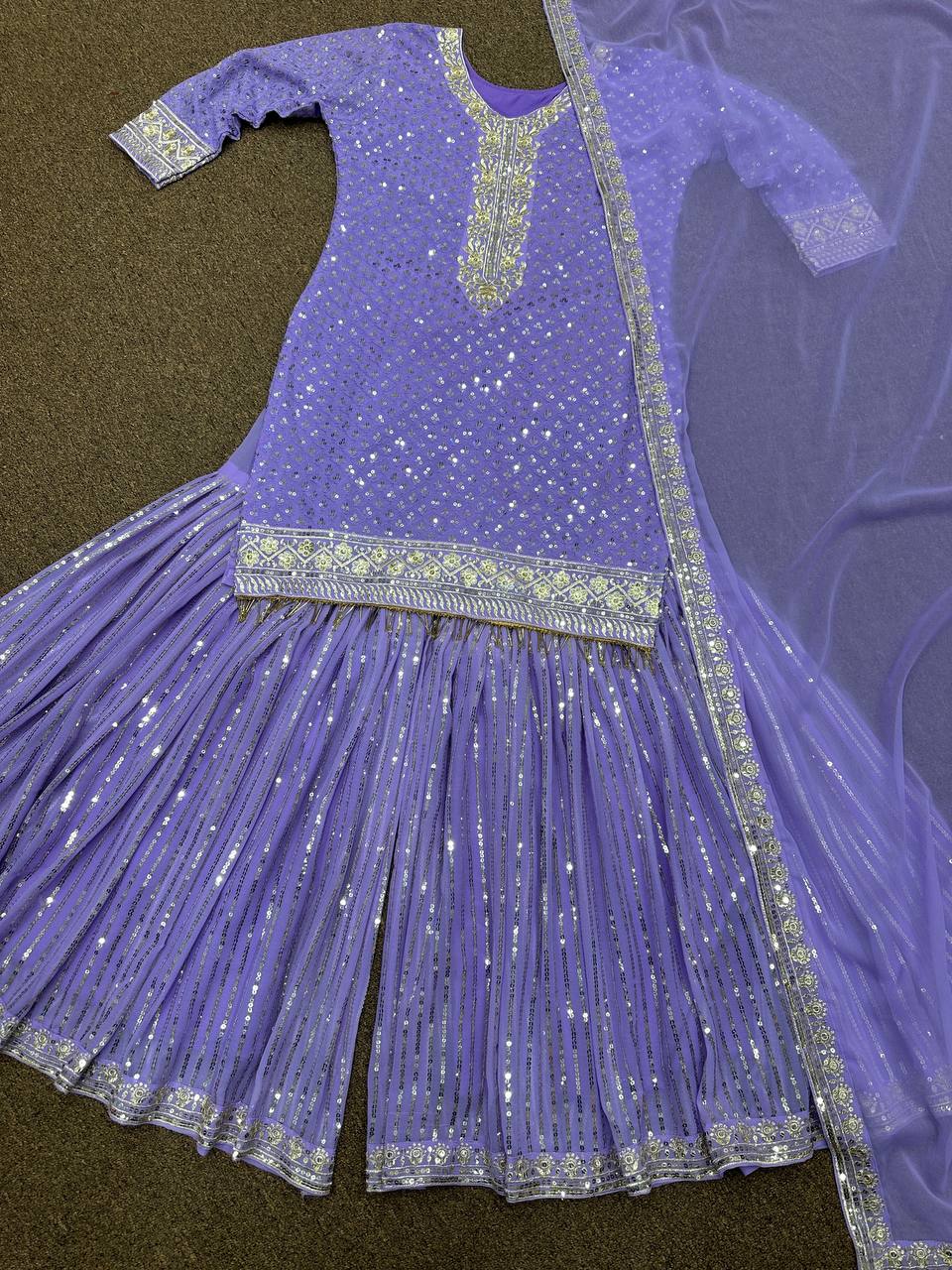 New Party Were Beautiful Fancy Heavy Embroidery And 5mm Sequins Work