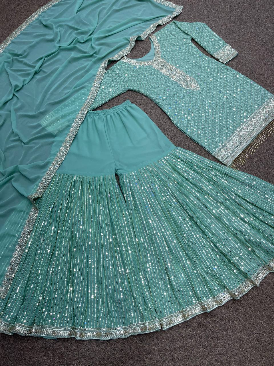 New Party Were Beautiful Fancy Heavy Embroidery And 5mm Sequins Work