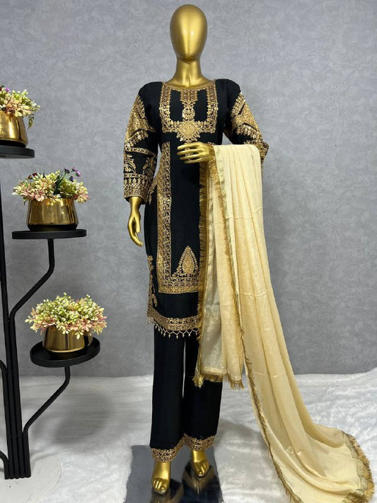 NEW TRADITIONAL COLLECTION 3 PIECE FANCY KURTI WITH BEAUTIFUL PLAZZO AND DUPATTA