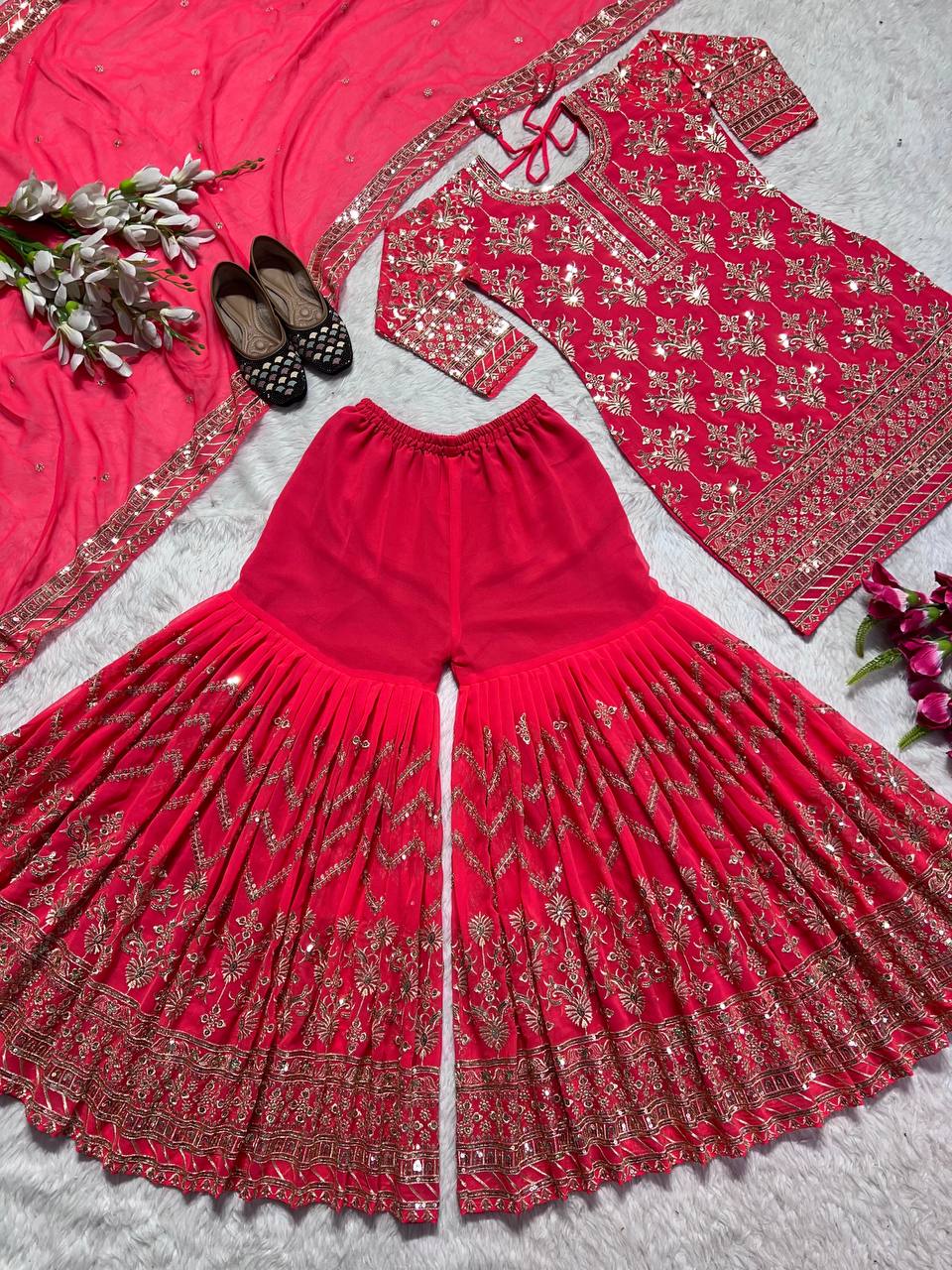 Heavy Faux Georgette With Heavy 5mm Embroidery Sequence