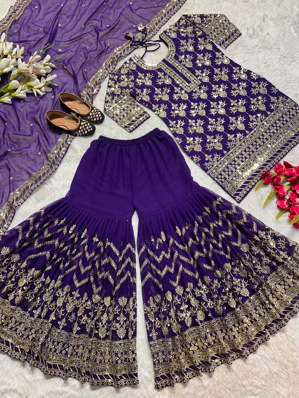 Heavy Faux Georgette With Heavy 5mm Embroidery Sequence