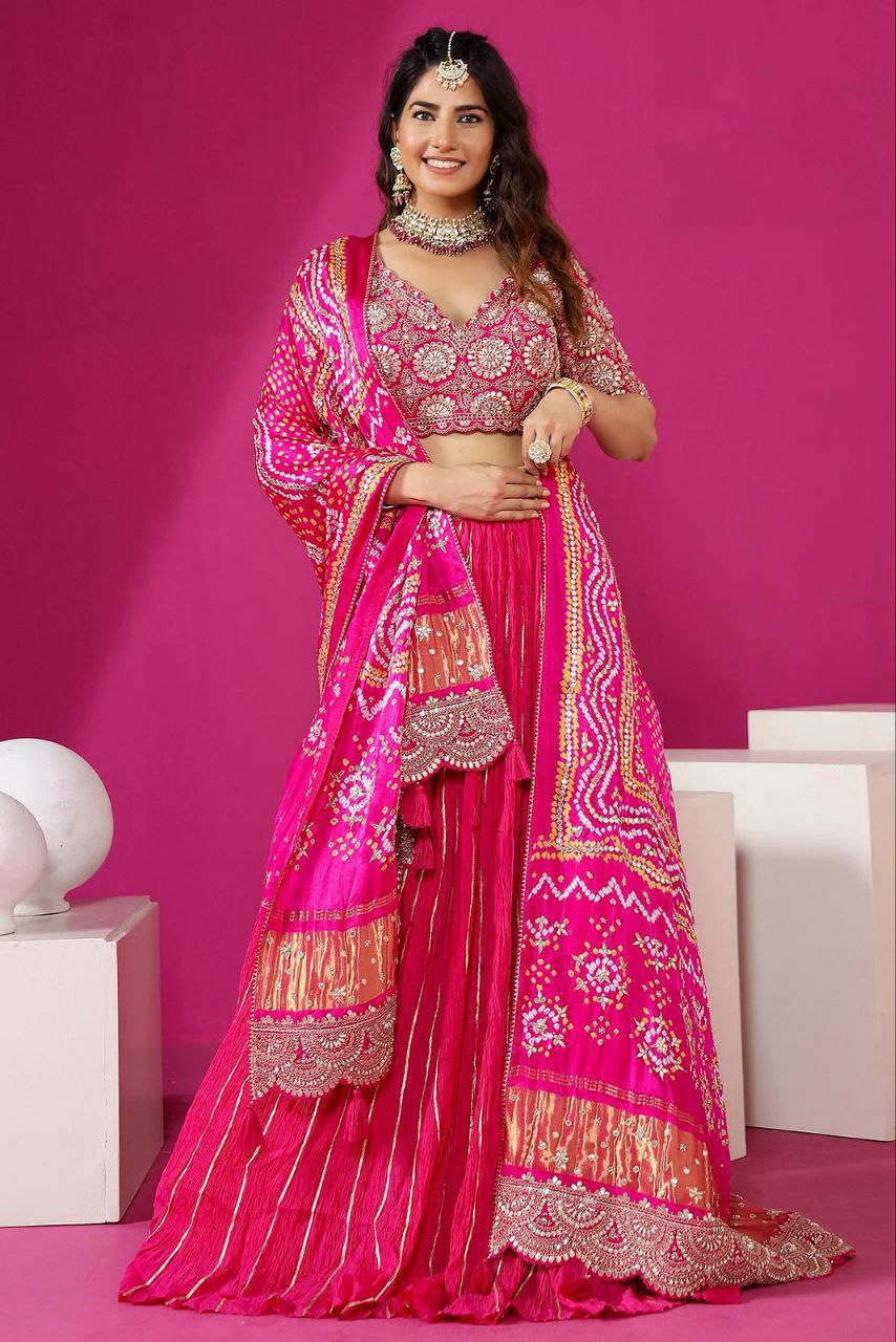 New Launching Embroidery Work Digital Print Lehenga Choli