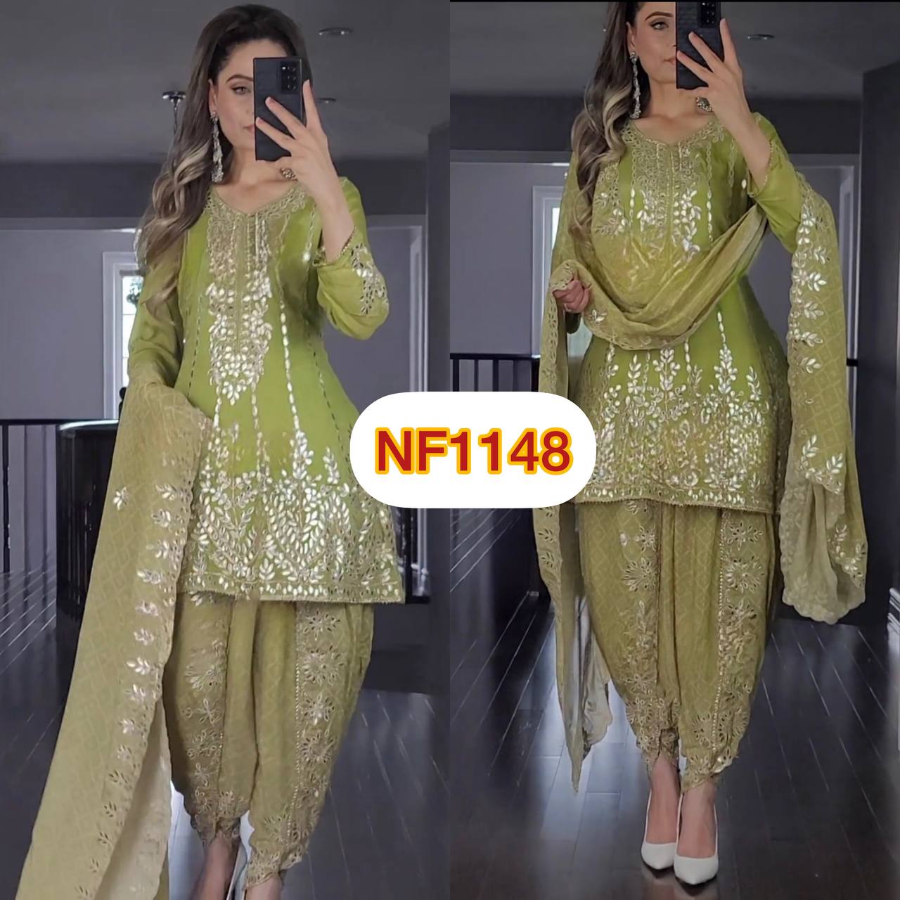 New Designer Party Wear Look Top ,Dhoti Salwar and Dupatta