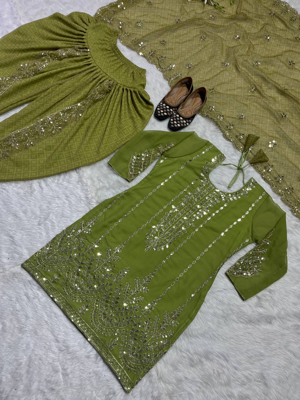 New Designer Party Wear Look Top ,Dhoti Salwar and Dupatta