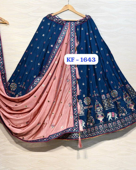 BRIDAL WEAR HEAVY CHINON EMBROIDERY WORK LEHENGAS CHOLI