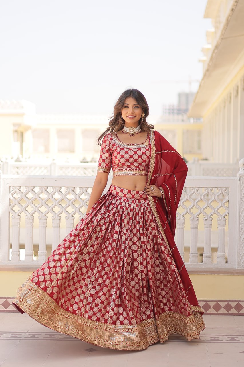 Designer Dyeable Pure Viscose Jacquard fabric Lehenga Choli