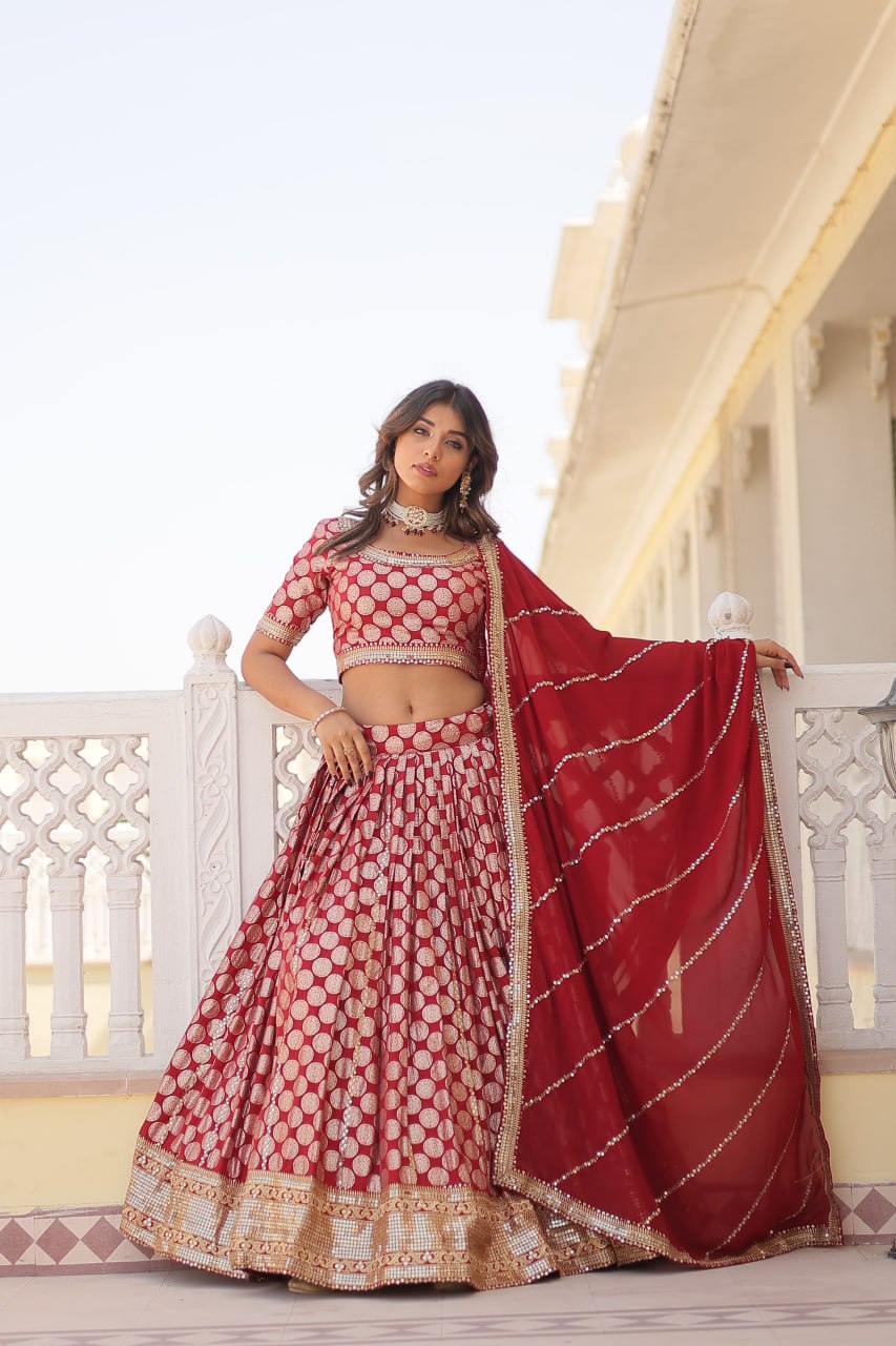 Designer Dyeable Pure Viscose Jacquard fabric Lehenga Choli