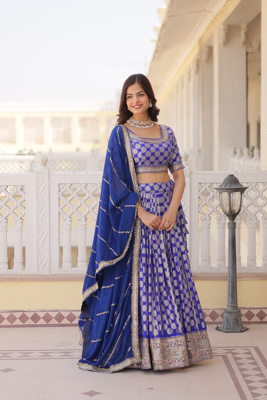 Designer Dyeable Pure Viscose Jacquard fabric Lehenga Choli