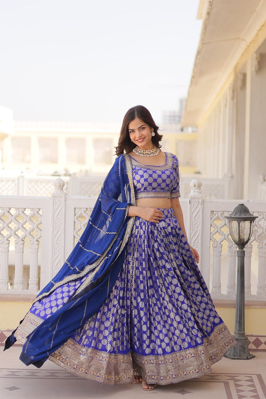 Designer Dyeable Pure Viscose Jacquard fabric Lehenga Choli