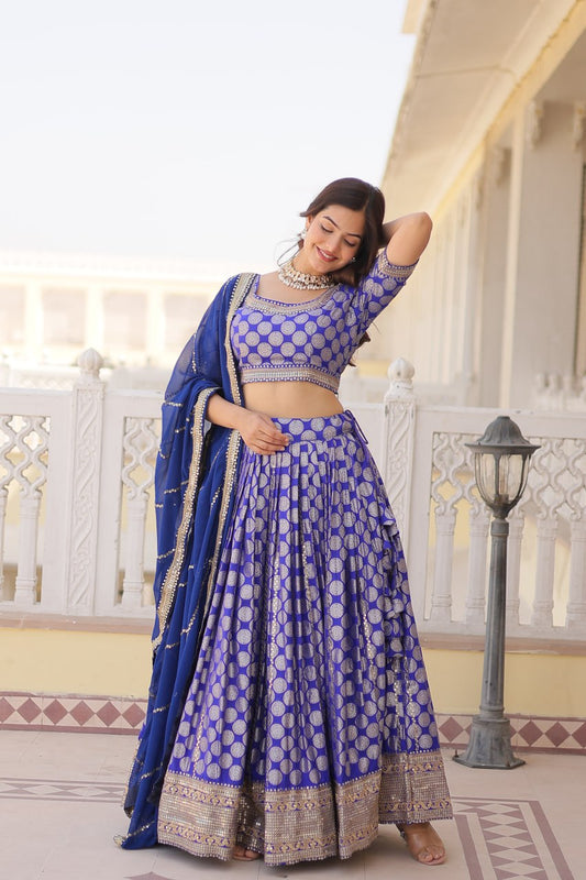 Designer Dyeable Pure Viscose Jacquard fabric Lehenga Choli