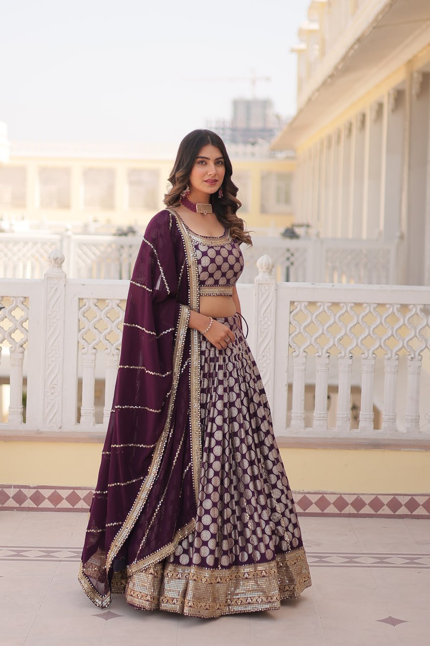 Designer Dyeable Pure Viscose Jacquard fabric Lehenga Choli