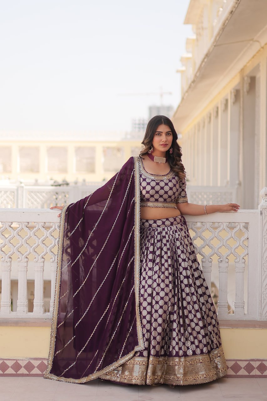 Designer Dyeable Pure Viscose Jacquard fabric Lehenga Choli