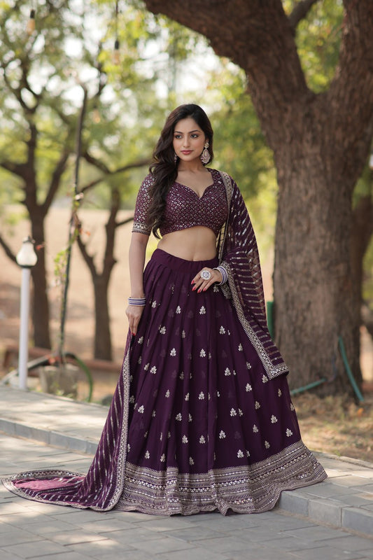 Faux Blooming With Sequins And thread Embroidered work Lehenga Choli